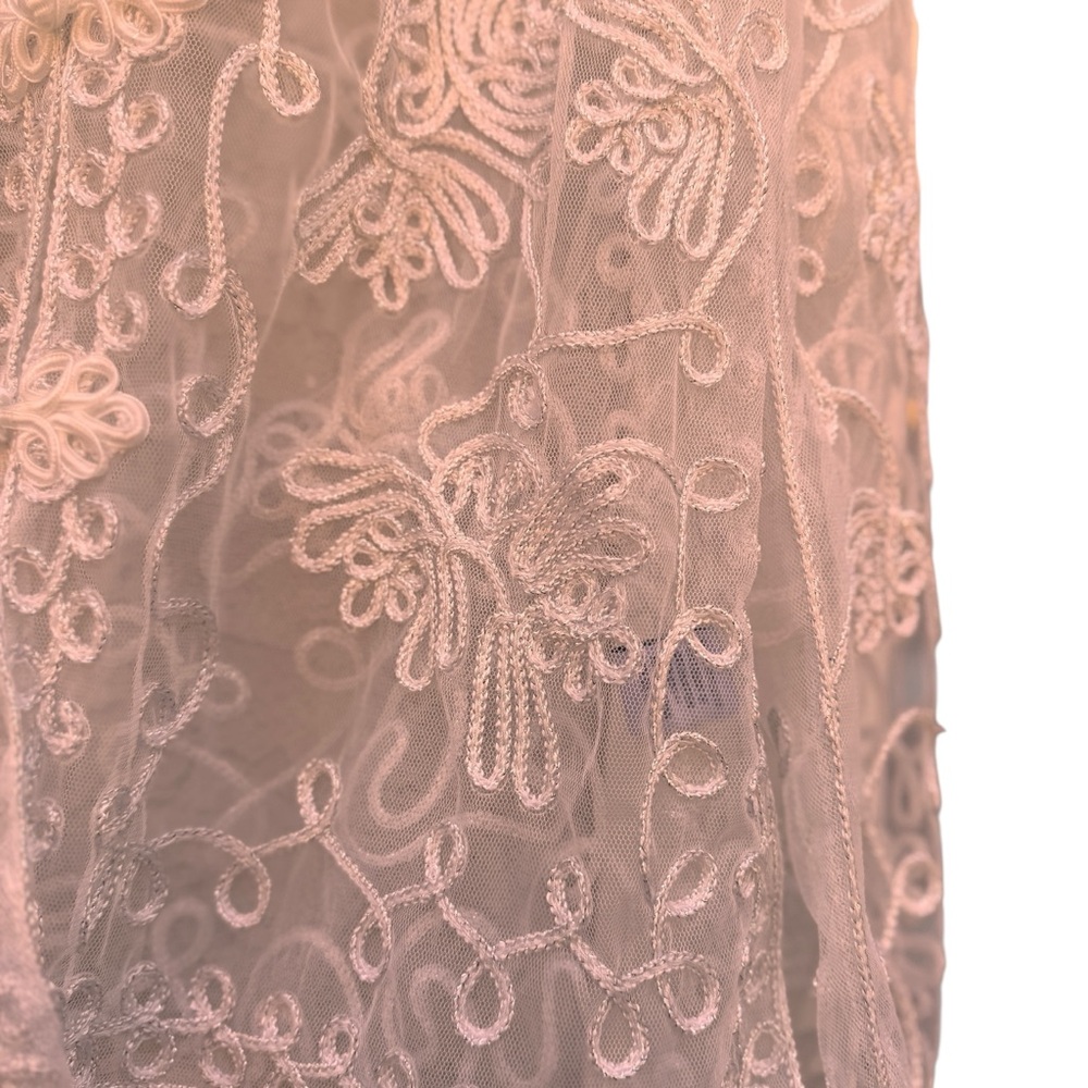Vintage Princess Cruises White Metallic Sheer Lace Embroidered Blouse XL Formal - Picture 7 of 10
